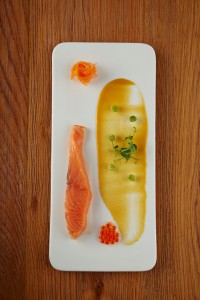 Elements_Tasmanian ocean trout confit, pickled vegetables and orange miso coulis